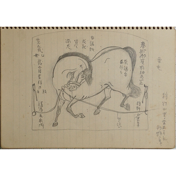 No.4　Research Notebook: Votive Tablet Featuring a Leashed  Horse by Kanō Sanraku
