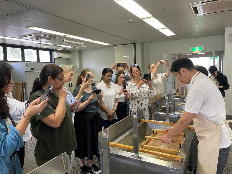 Scene of papermaking exercise